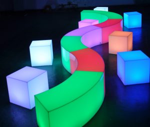 LED Cube Stool in London. Themed Events in London