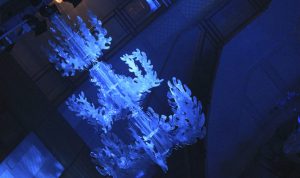 coral chandelier in underwater event theme