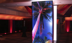 Led wall backdrop in retro eighty style event theme