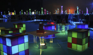 Rubik cube seat table with led lighting